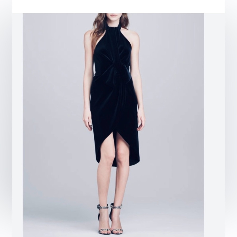 Black Halo Sleeveless Black Velvet Halter Cocktail Dress - NWT